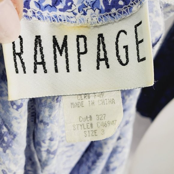 Vintage Rampage Floral Romper Small 3 XS Blue Floral Rayon Print Short Jumpsuit - Picture 6 of 6